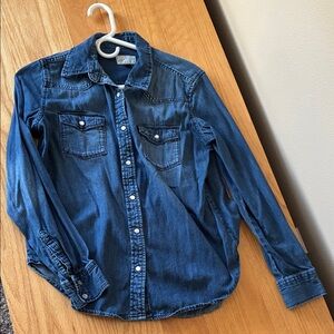 Classic Dark Blue Denim Button-Up Shirt